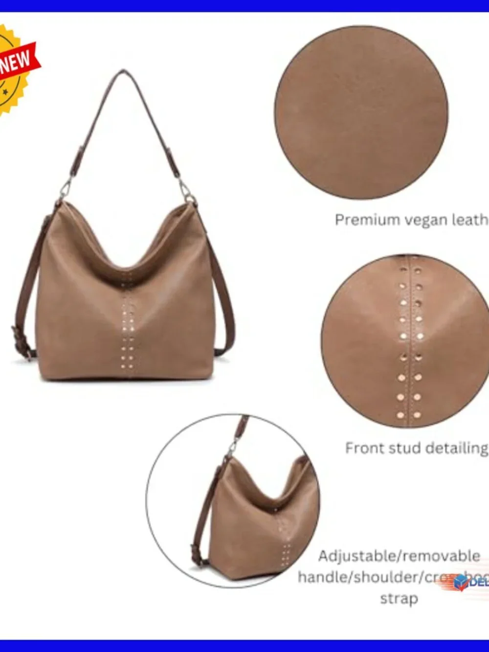 Slouchy Vegan Leather Hobo Bag Convertible Crossbody Purse Spacious